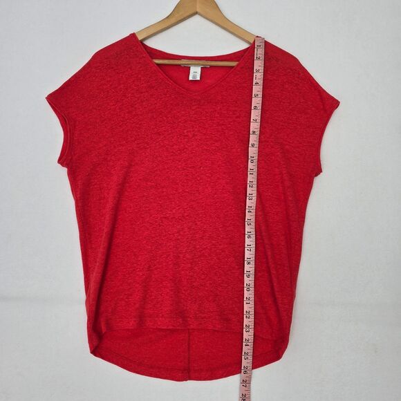 White House Black Market Women’s XXS Coral Orange Linen Blend Cap Sleeve Tee - Picture 7 of 8